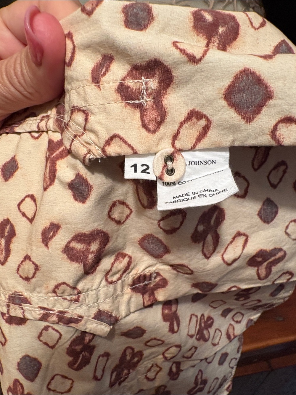 Ulla Johnson Cream Ruffle-Sleeve southwestern boho Printed Crop Top size 12 EUC - Picture 3 of 3